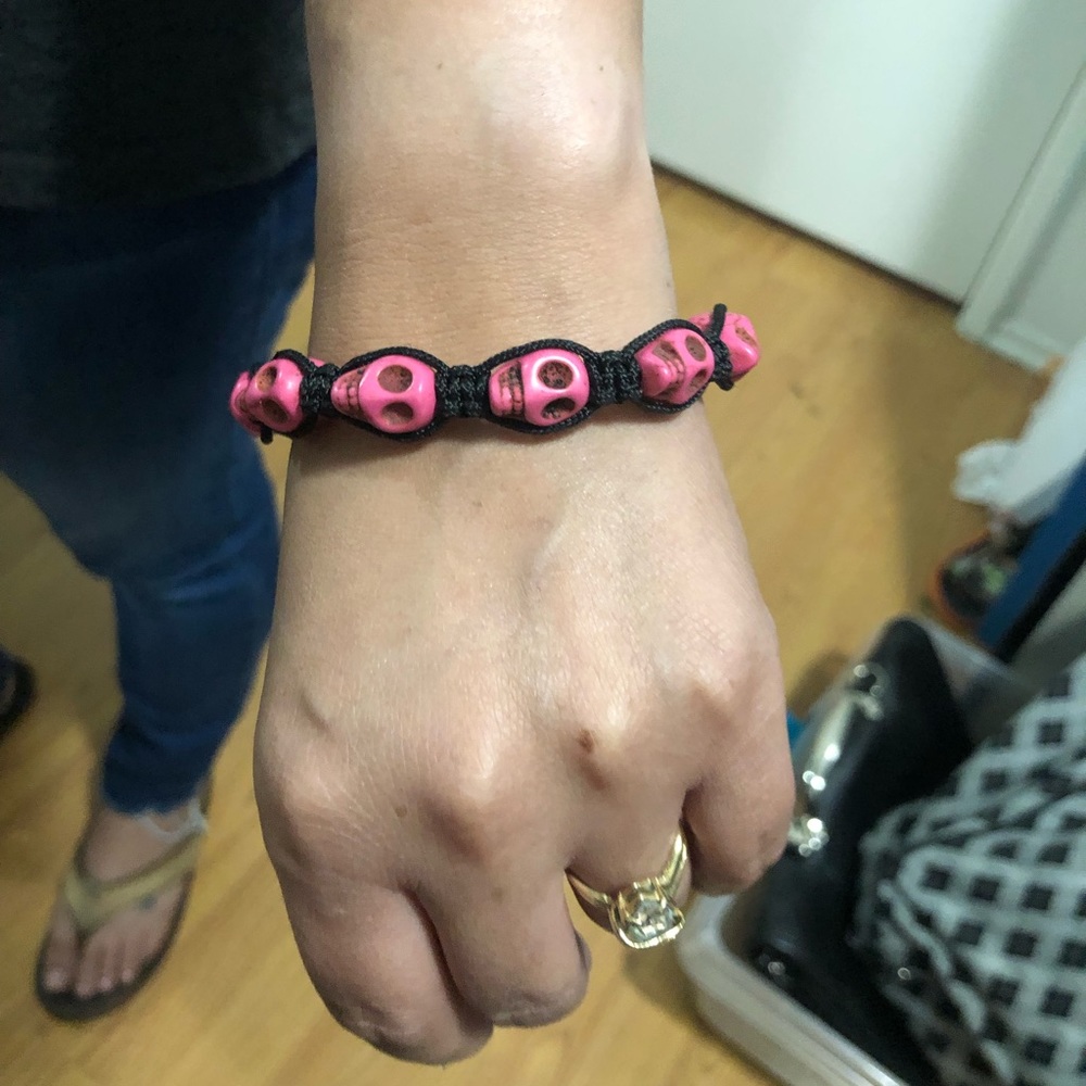 Pink skull bracelet